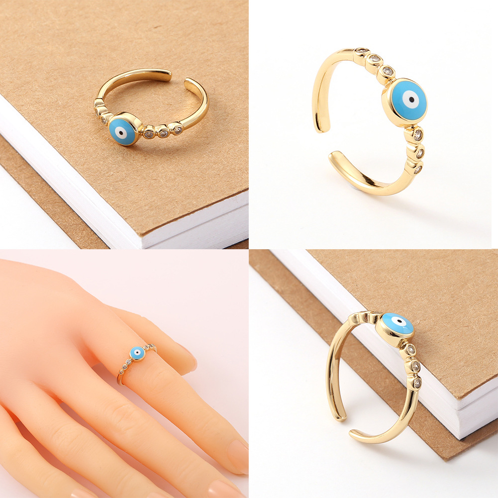 18K Evil Eye Ring Zircon Jewelry Party Holiday Gift Women